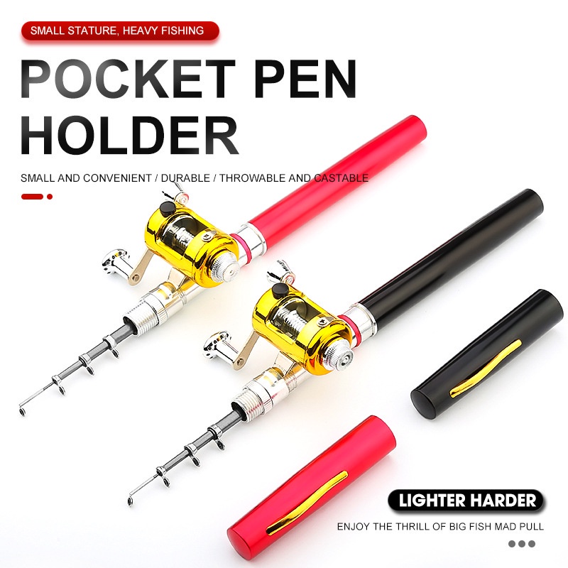 Pen Fishing Rod Reel Combo Set Premium Mini Pocket Collapsible Fishing Pole  Kit Telescopic Fishing Rod + Spinning Reel Combo Kit
