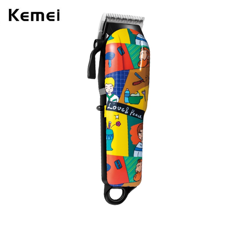 Kemei Professional Fade Hair Clipper Graffiti Hair Cutting Machine Men Adjustable Haircut