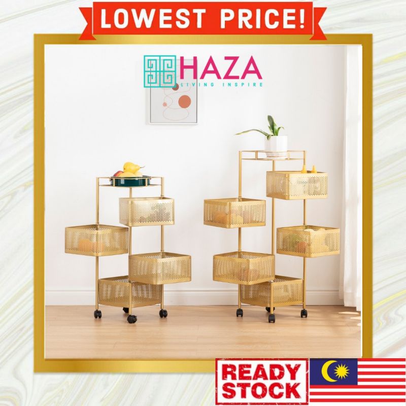 HAZA RITZ Kitchen Multi purpose Gold Rack Shelves Rak Rizalman bawang ...