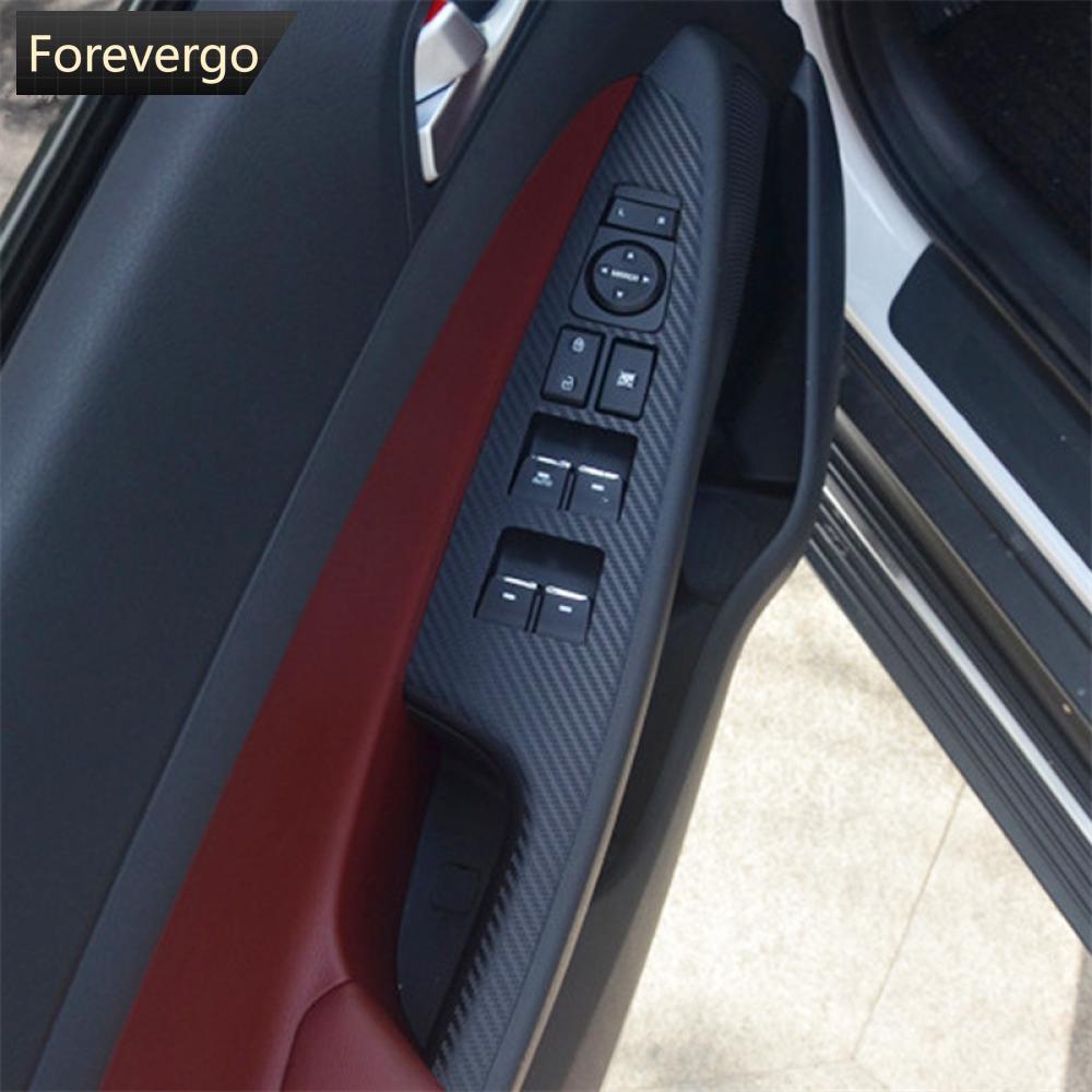 FOREVERGO 4Pcs Car Styling Carbon Fiber Stickers Windows Lifter Control ...