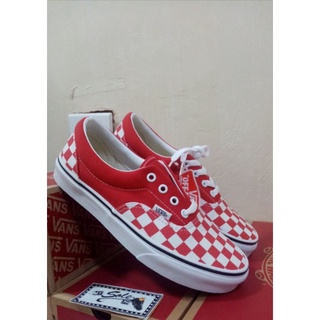 Vans checkered outlet red shoes