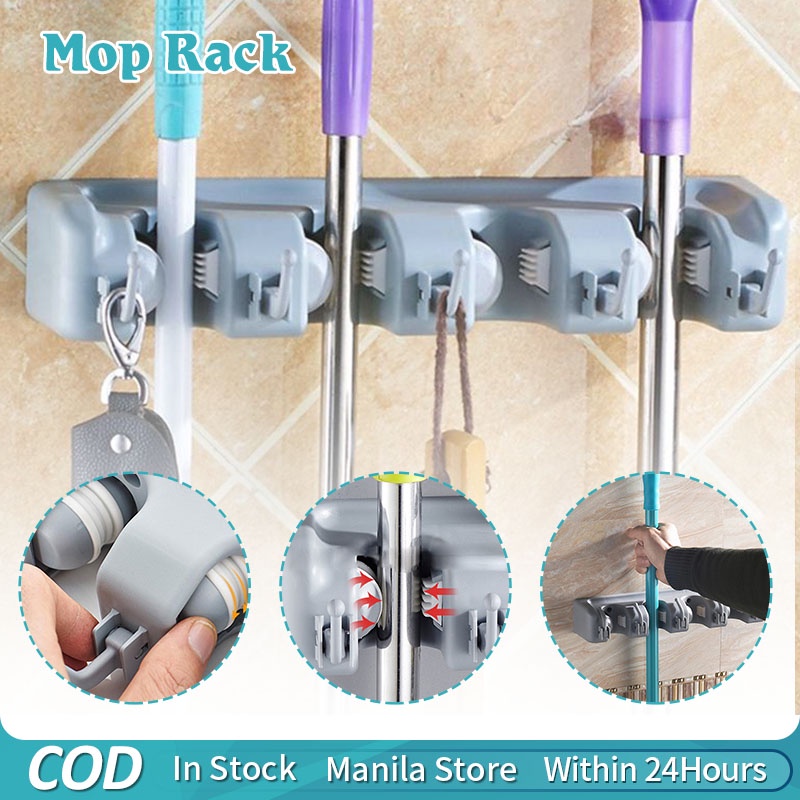 Mop Broom Holder Wall Mounted Mop and Broom Storage Rack for Home