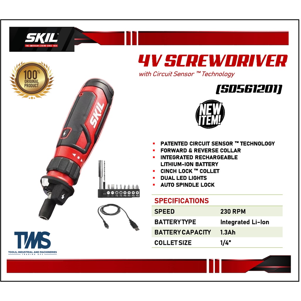 Original] Skil Cordless Screwdriver 4V 9Pcs Bit / UsbCharging