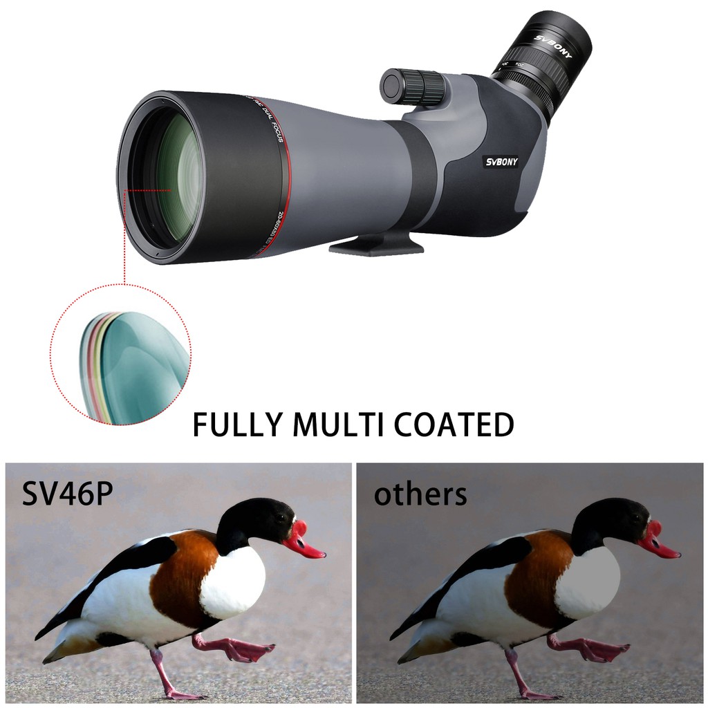 Svbony SV46P Spotting Scope Digiscoping 20-60x80mm Extra low Dispersion ...