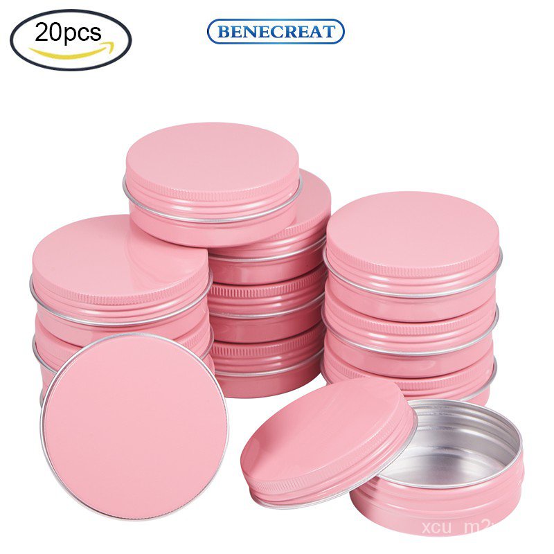 20 Pack 2 OZ Pink Tin Cans Screw Top Round Aluminum Cans Screw Lid