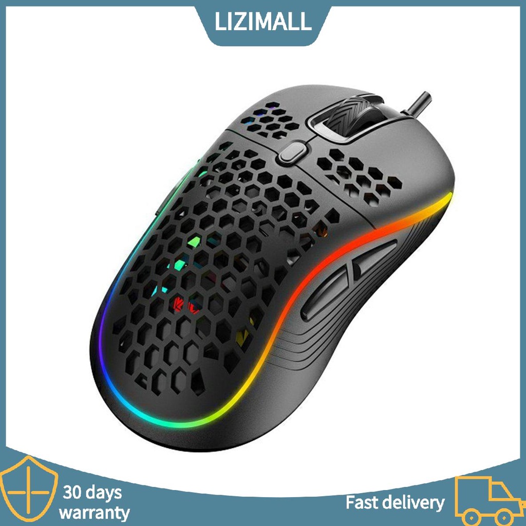 [ZA]Wired Gaming Mouse Honeycomb Design Ergonomic LED 7200DPI Computer ...