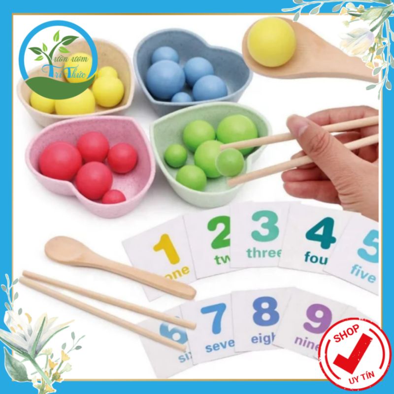 Wooden ball toy, learn math, learn color - Smart toys (With children ...