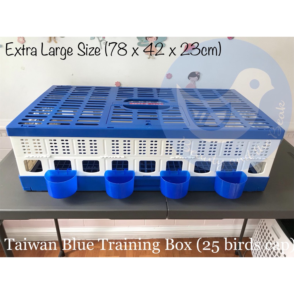 Pigeon Premium Blue Training Cage Foldable TBox LARGE XL CUP FEEDERS
