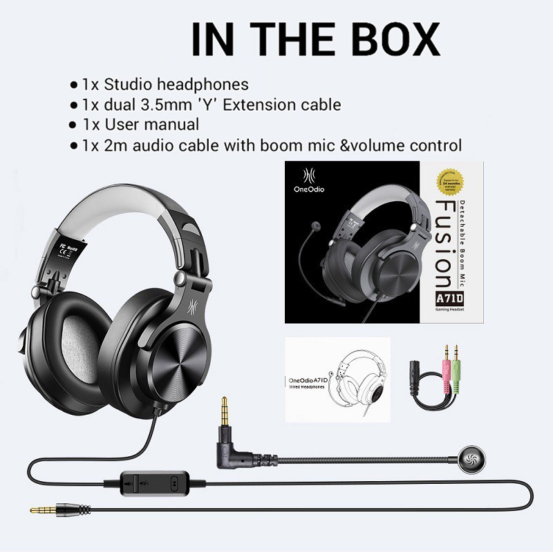 Oneodio A71 Gaming Headset Studio DJ Headphones Stereo Over Ear Wired  Headphone With Microphone For PC PS4 Xbox One Game