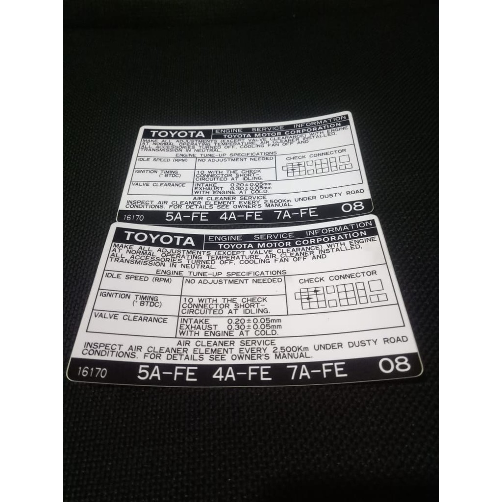 Engine Label Corolla ae101 111 112 | Shopee Philippines