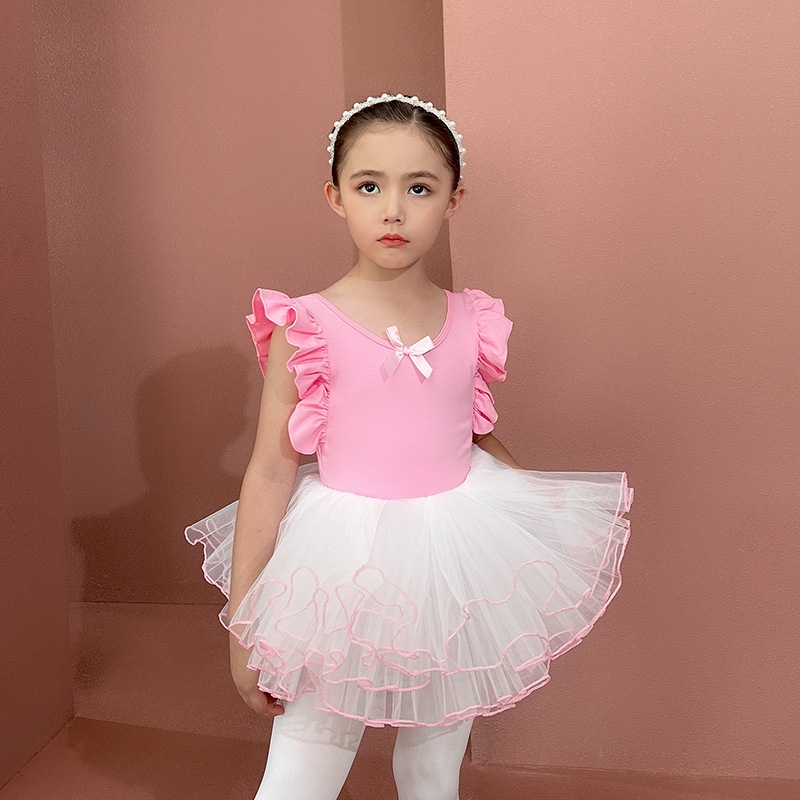 Children's Dance Clothes Summer New Style Pure Cotton Pink Girls Practice  Thin Toddler Examination Chinese Ballet Skirt