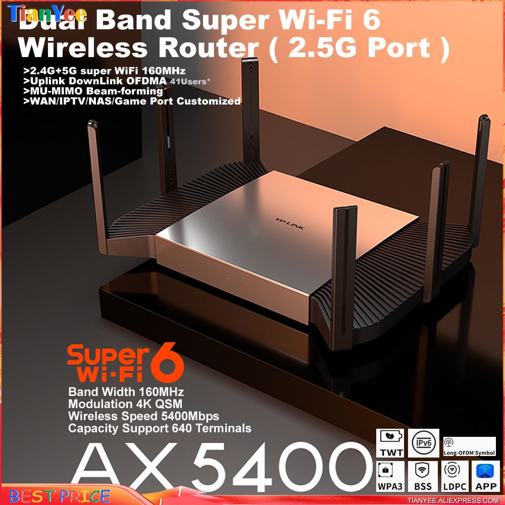 &T P - Link AX5400 WiFi6 Router MESH 2.4+5G DuaL Band Wireless +2.5G ...