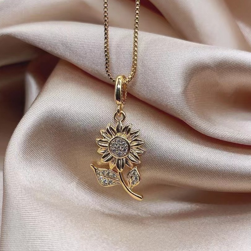 A J Jewelry SunFlower New Rose Gold W Stone Pendant Necklace Shopee Philippines