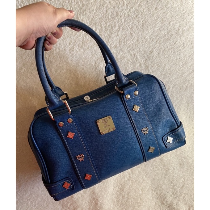 Preloved MCM Blue Leather Doctors Bag Shopee Philippines