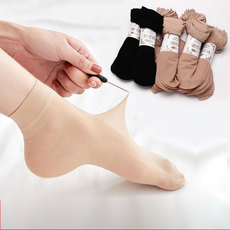 10 Pairs Women's Stockings Short Socks Thin Crystal Transparent Silk