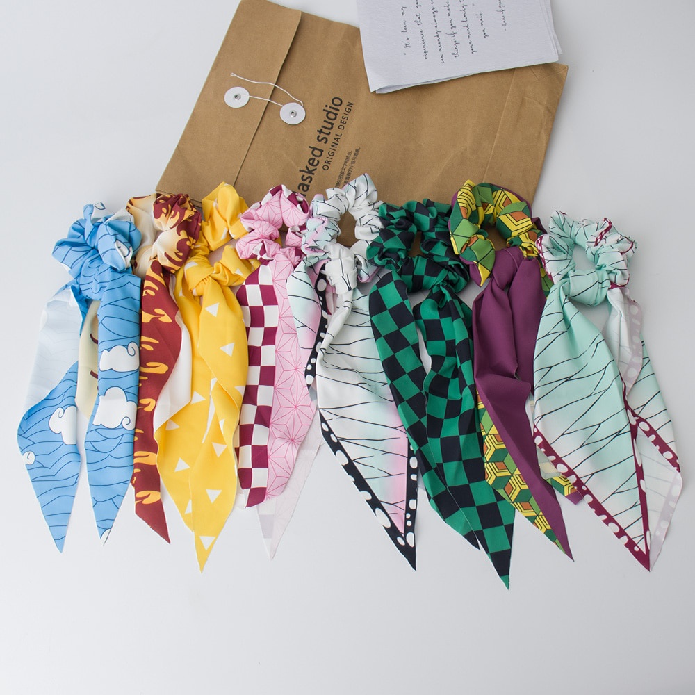 Anime Demon Slayer Cosplay Hair Ring Ribbon Nezuko Zenitsu Tanjirou ...