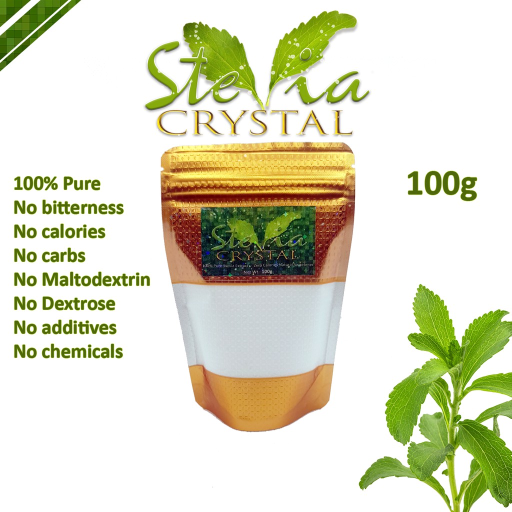 Stevia Crystal 100 Pure Stevia Extract 100g No Additives Natural Vegan