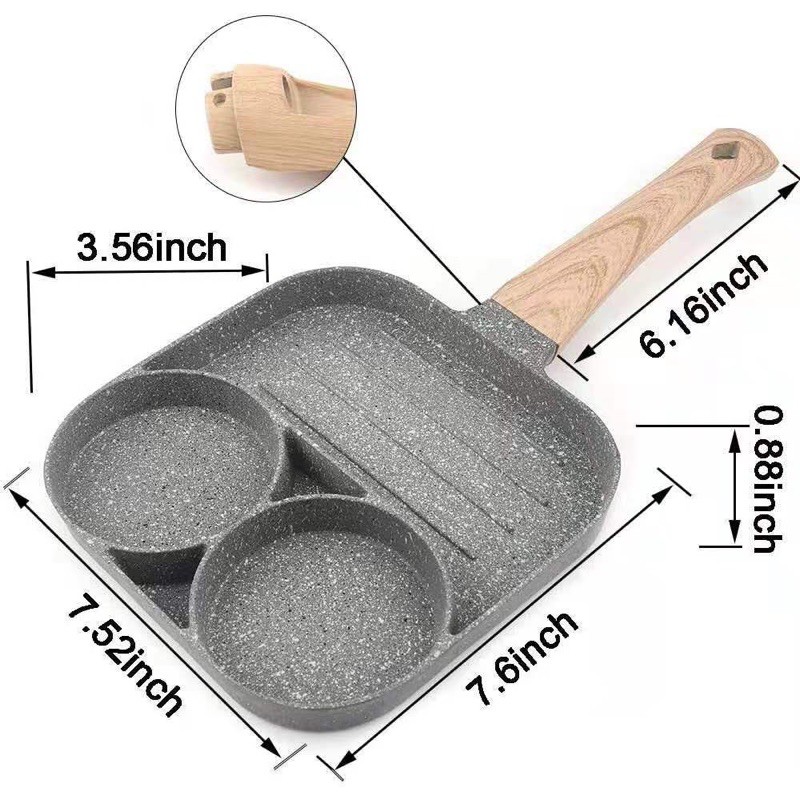 JS New Non stick Aluminum Alloy Multi function Omelette Pan Frying Pan Egg Pan Steak Pan