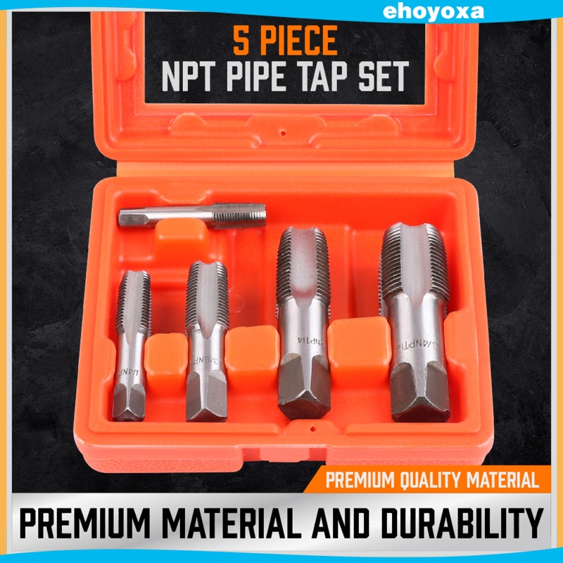 ehoyoxaMY] 5 Pieces NPT Pipe Tap Set Rethread Damaged Pipe Threads 1/8