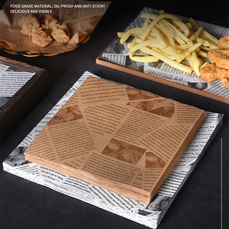 Goldbaking 100 Piece Rectangle Food Wax Paper Fry Burger Wrapping Paper ...