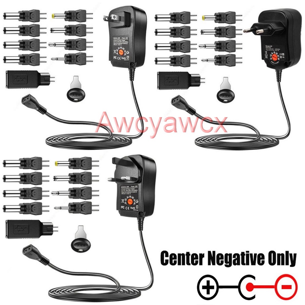 30W reverse polarity AC Adapter DC 3V 4.5V 5V 6V 7.5V 9V 12V 1A 2A 2.5A ...