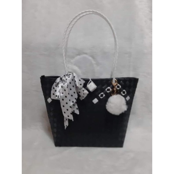 Two Toned Bayong Bag with Furball Keychain and Twilley Shopee Philippines