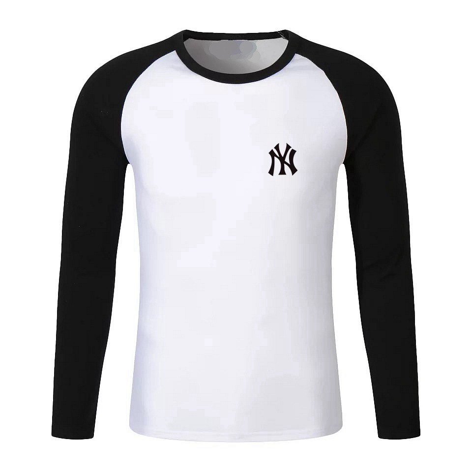 Contrast Long Sleeve Baseball Tee Round Neck Tees Men's printed graphic
