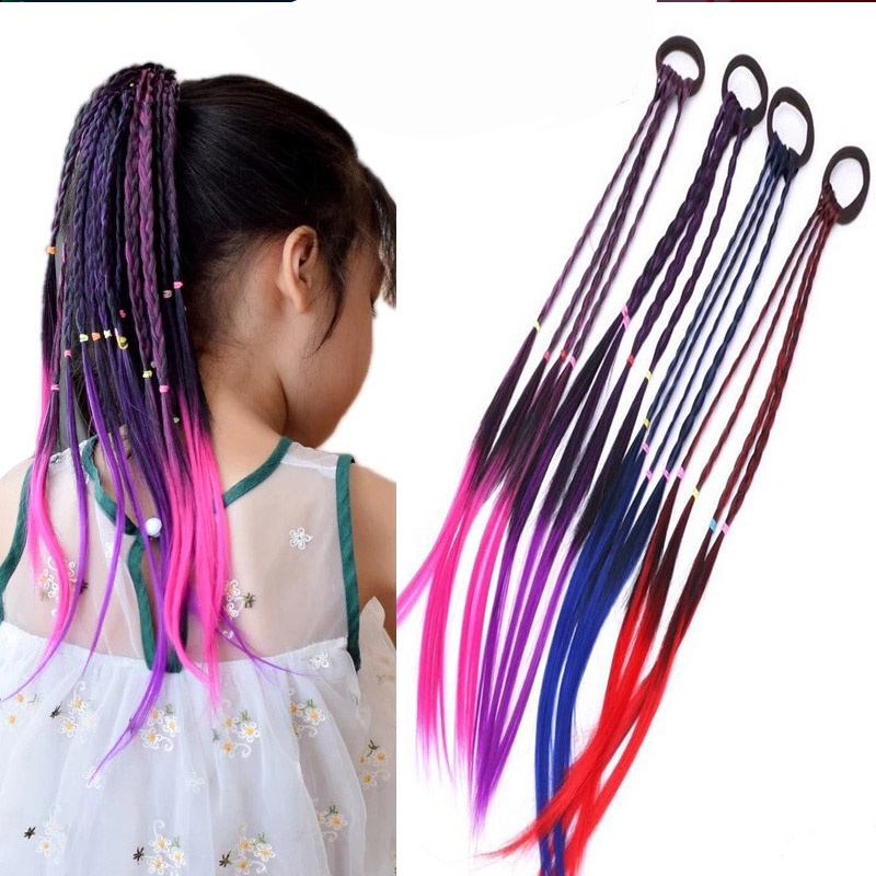 45cm Braided Wig Hair Bands Girls Ponytail multicolor Hair Rope Fashion