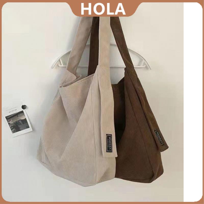 Hola Corduroy Korean New Fashion Canvas Tote Bag Casual Lady Shoulder Hand Bag With Zipper For Women