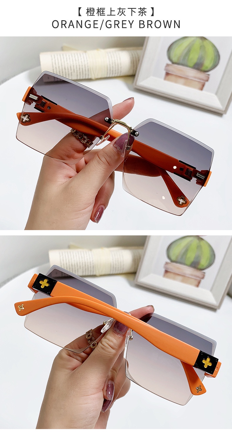 Hf Fashion Square Rimless Sunglasses Korean Style Shades For Women