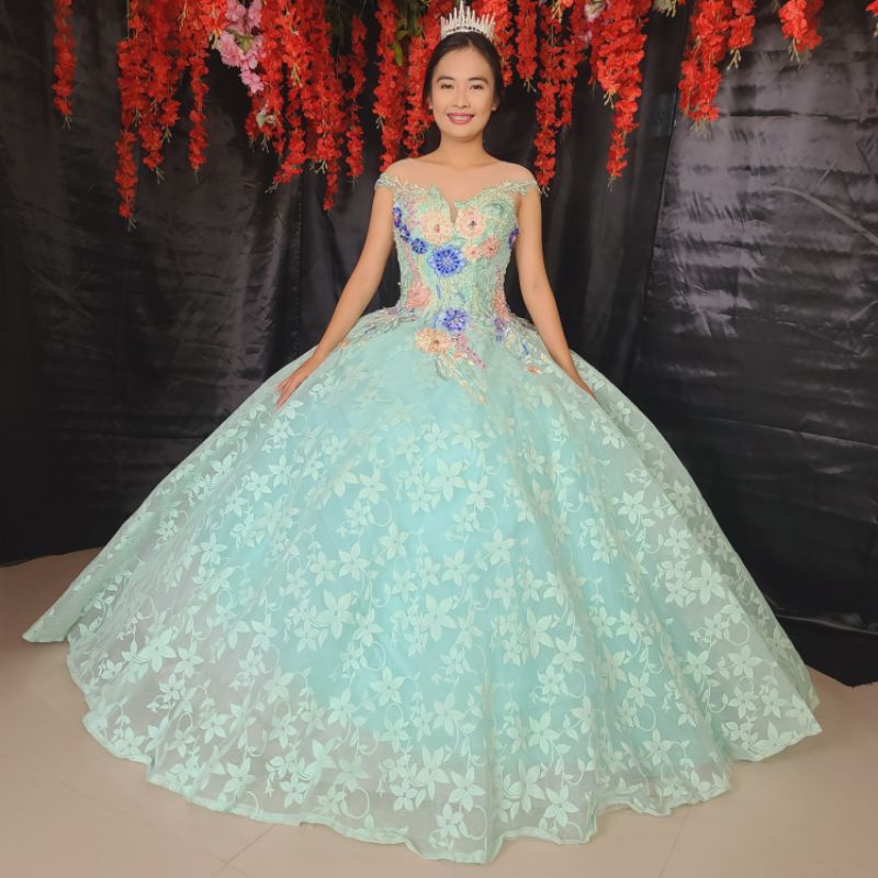 Mint green clearance gown for debut