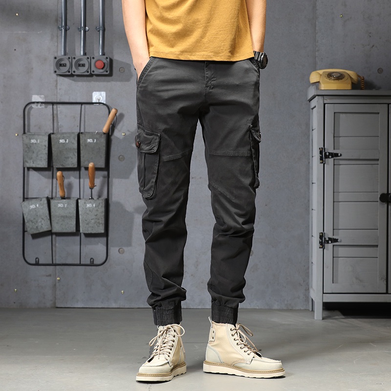 Men Cargo Pants Multi Pockets Cotton Joggers Shopee Philippines