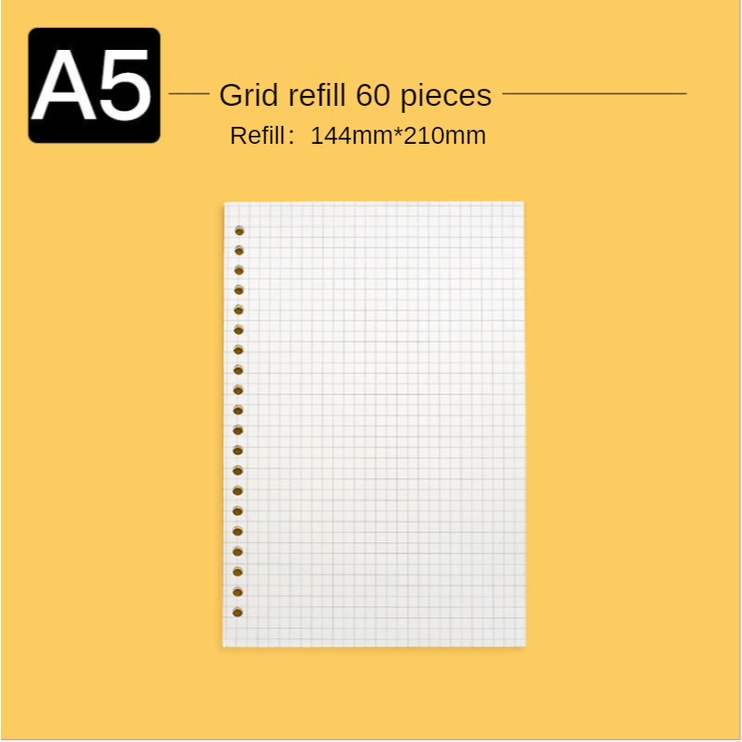 60 Sheet A5/B5/A4 Refill Pages 20/26/30 Holes Loose Leaf Notebook ...