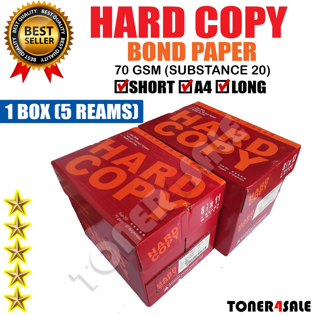 1 Box Hard Copy / Copy One Copyone Bond Paper Sub20 70gsm (1 Box / 5 ...