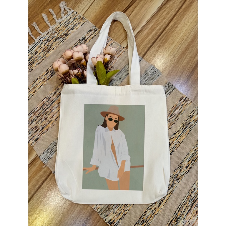 Aesthetic Woman IV Tote Bags with zipper and pocket minimalist canvas for woman Shopee Philippines