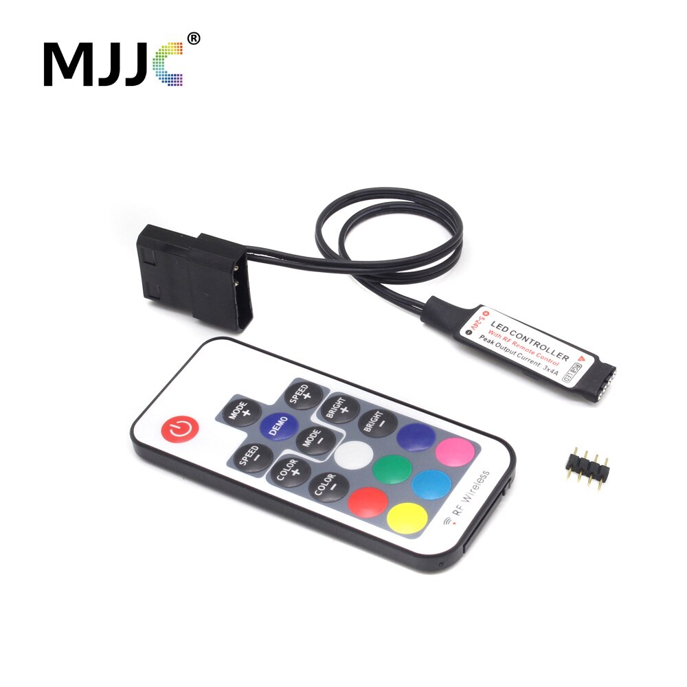 DC12V SATA RGB Controller Mini RF17 Keys Remote Wireless Large 4 Pin ...