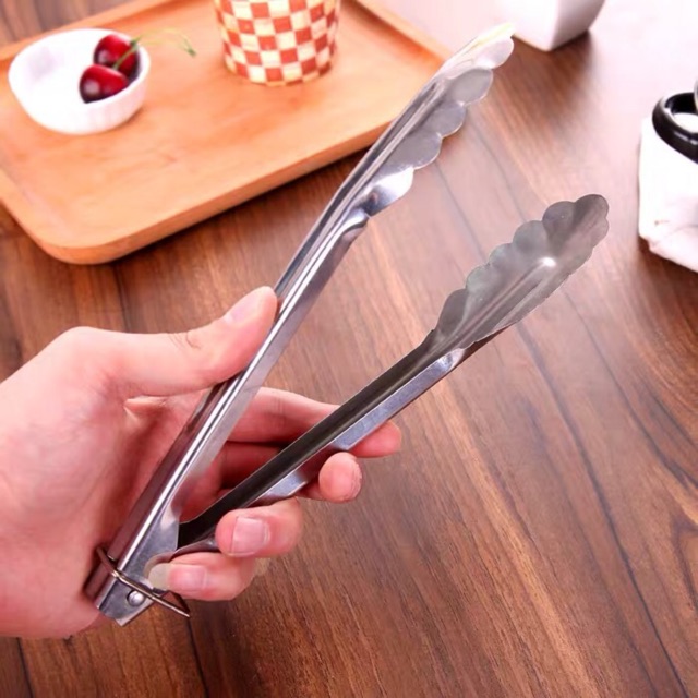 Food kitchen clip stainless steel spoon oil frying salad BBQ | Shopee ...
