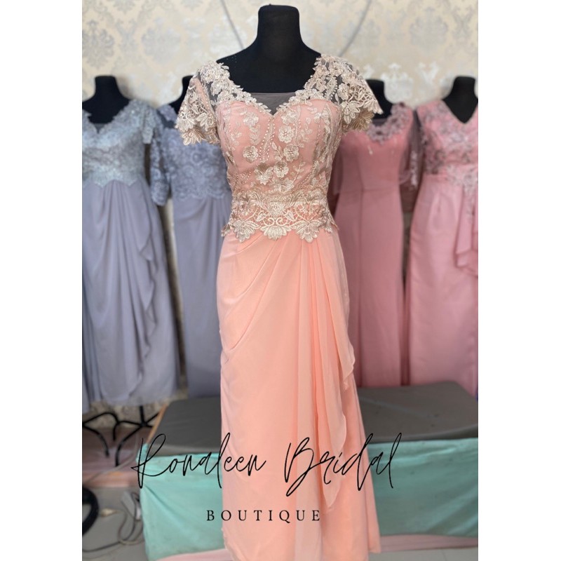 Peach mother of the 2025 bride dress