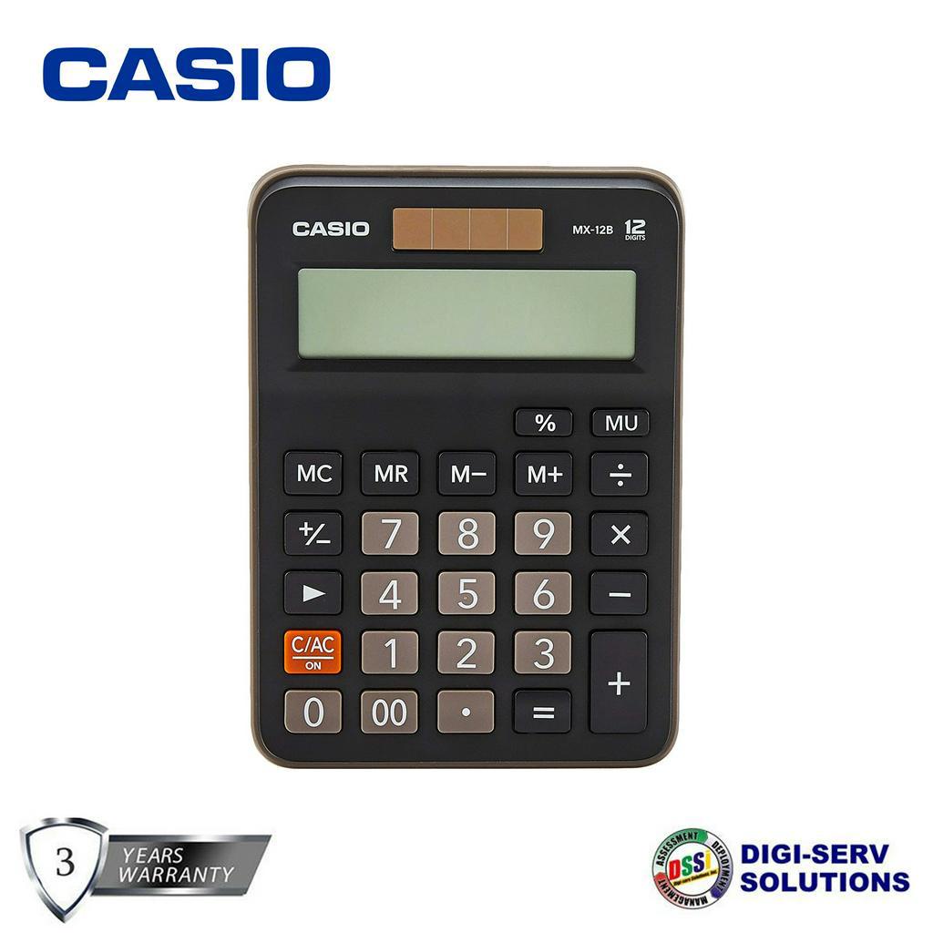 Casio MX-12B-BK Calculator, Mini Desk Type, 12 Digits, Extra Large ...