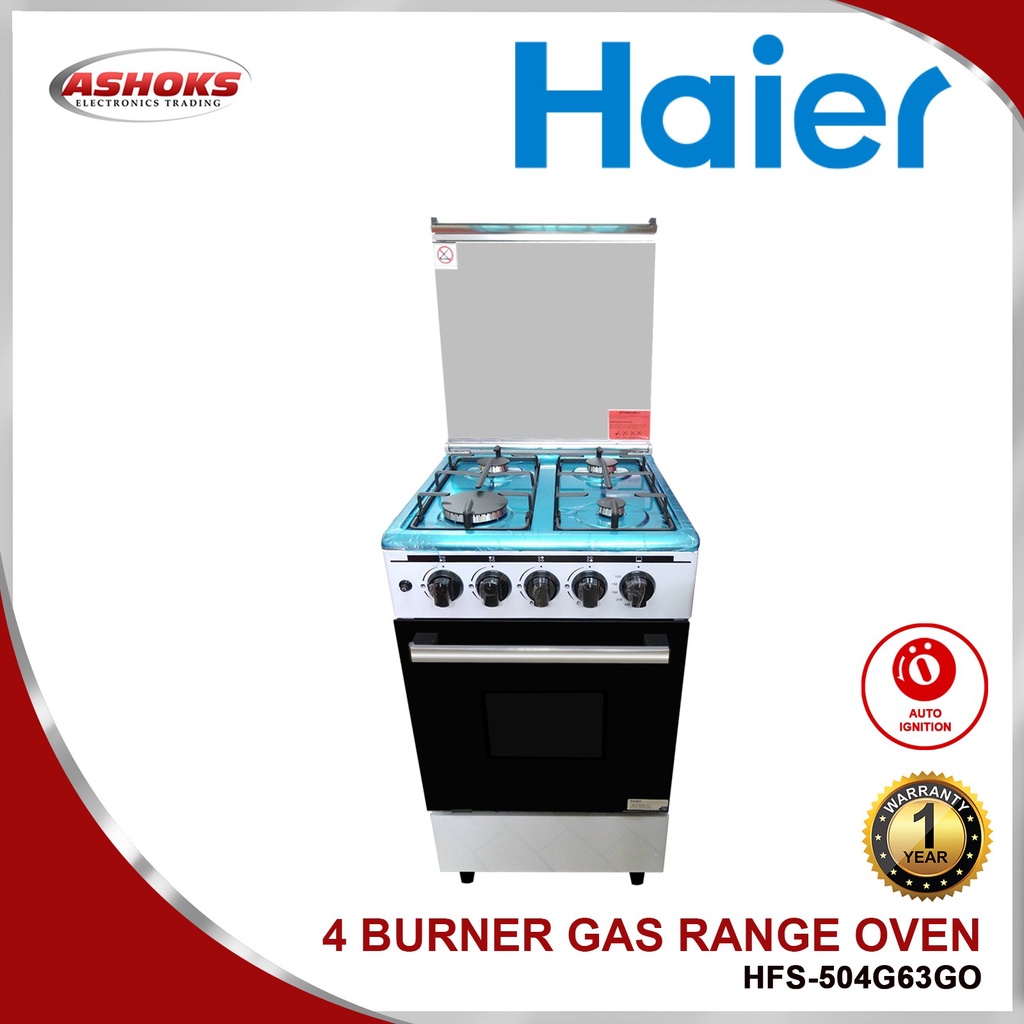 Haier Gas Range HFS504G63GO / 4 Gas Burners / Tempered Glass Cover
