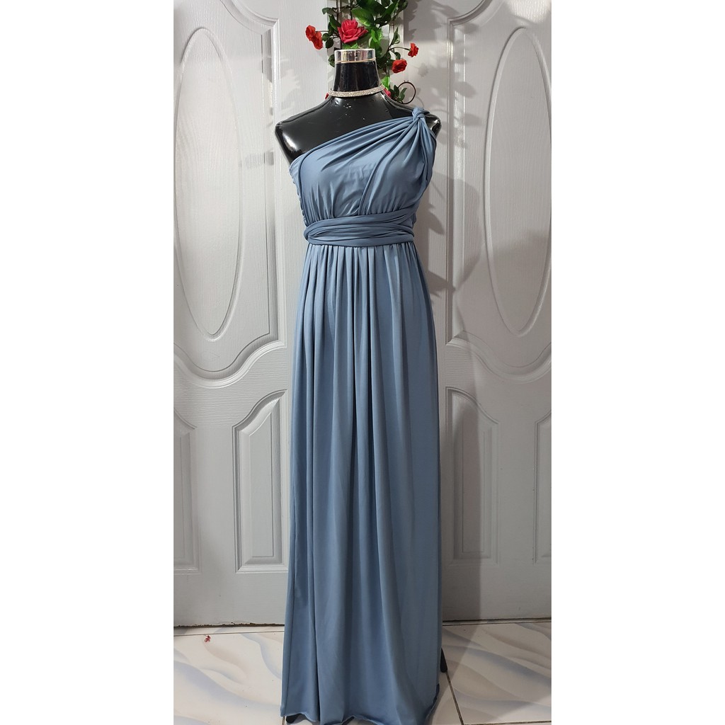 DUSTY BLUE CONVERTIBLE INFINITY DRESS | Shopee Philippines