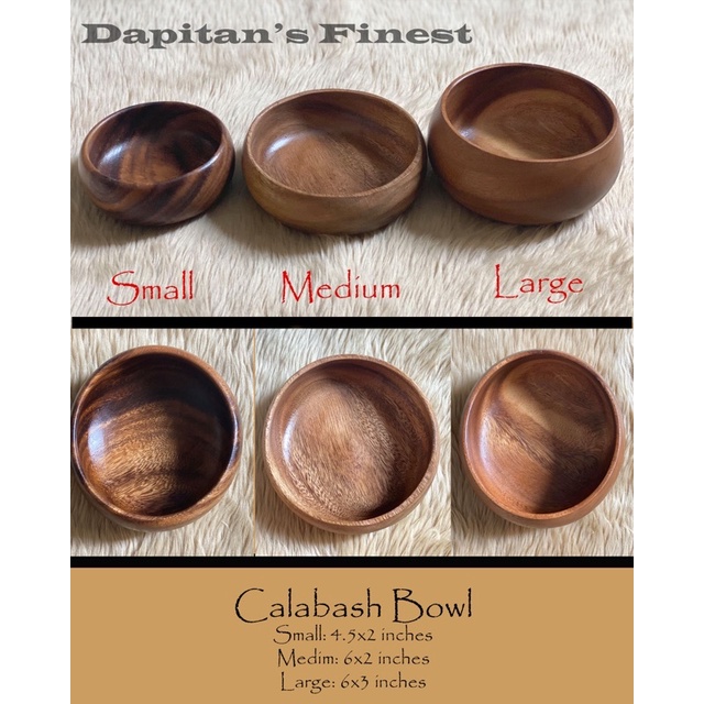 Wooden Calabash Bowl S M L Size Shopee Philippines