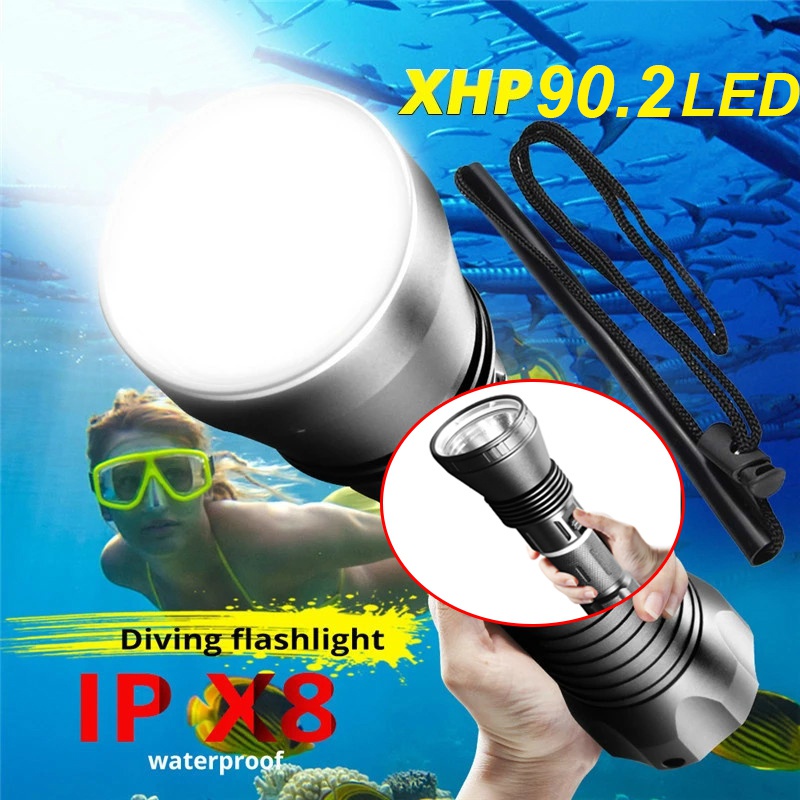 80000LM XHP70.2 Powerful LED Diving Flashlight Underwater XHP90.2 XHP90