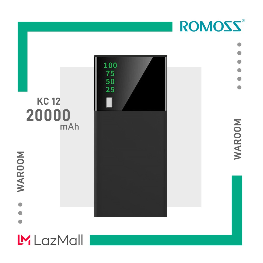 cod original romoss 20000mah kc12 kc 12 w/led quickly charging