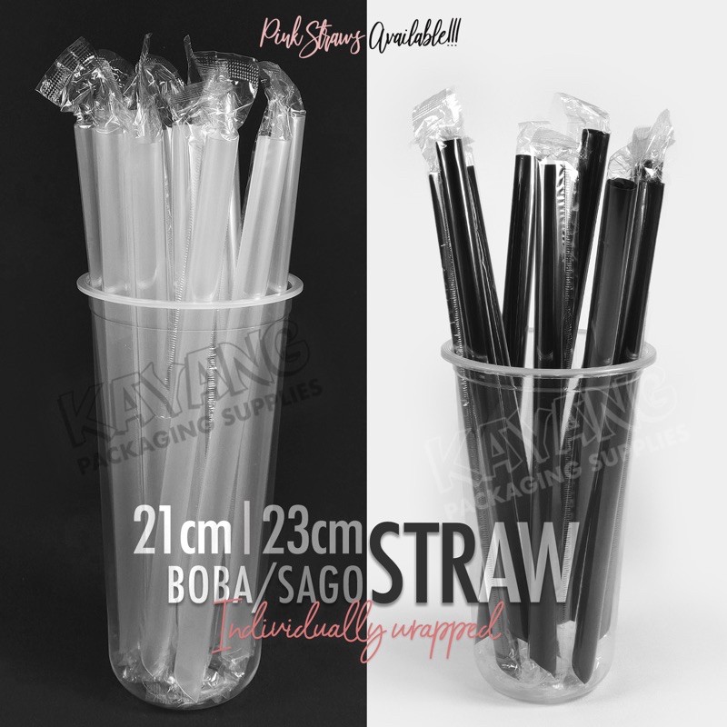 Milk Tea Straw, Sago Straw (21cm / 23cm) Individually sealed [50 pcs ...