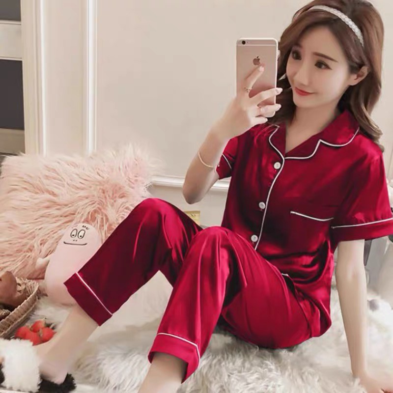 QQS Korean silk Terno Pajama | Shopee Philippines