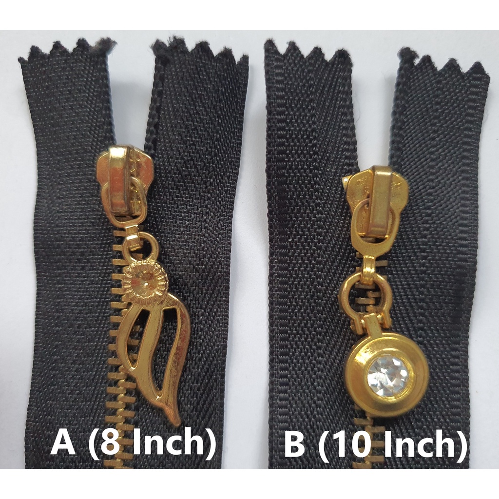 (8 Inch & 10 Inch) Fancy Metal Zipper (Size 04) Zip Besi Kepala Fancy ...