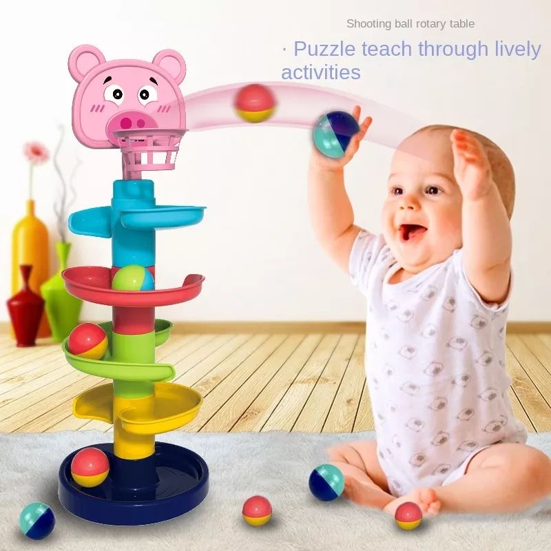 Rolling Ball Pile Tower Puzzle Babys Toys Rattles Spin Track ...