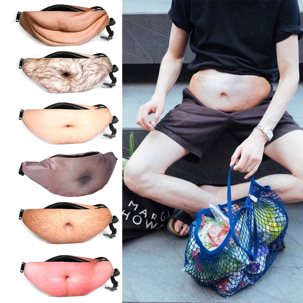 Hairy man belly fanny pack on sale