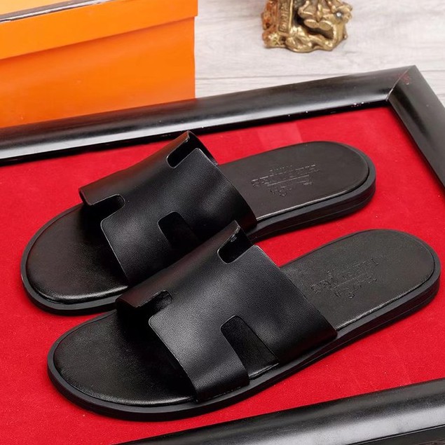 100 Original Hermes Black Slides Sandals For Men